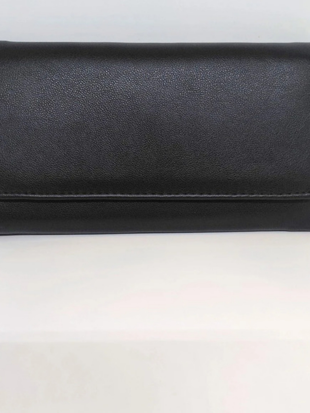 Time And Tru Women's Piper Black Clutch Wallet Billfold Cardholder Faux Leather